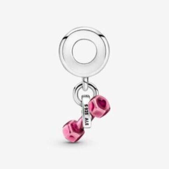 Pandora Dumbbell & Heart Dangle Charm - Picture 4 of 4